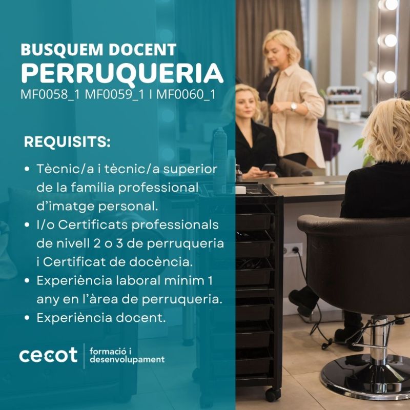 Sigues docent en perruqueria a Cecot formació!